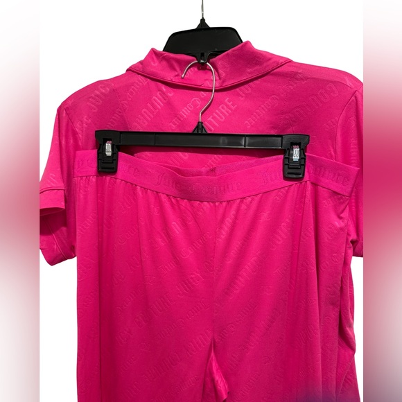 Juicy Couture NWT Size L Vibrant Pink Silky Juicy Short Sleeve Pajama Set (0671) - Picture 7 of 14